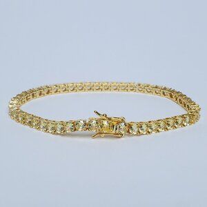 14K Gold Womens 2ct Canary Yellow Topaz Gemstone Tennis Bracelet 7" 8" Jewelry